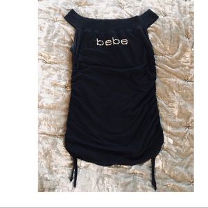 Bebe black top with side ruche sz L